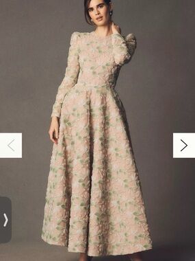 NWT Anthropologie Helsi Tessa Long-Sleeve Appliqué A-Line Maxi Dress